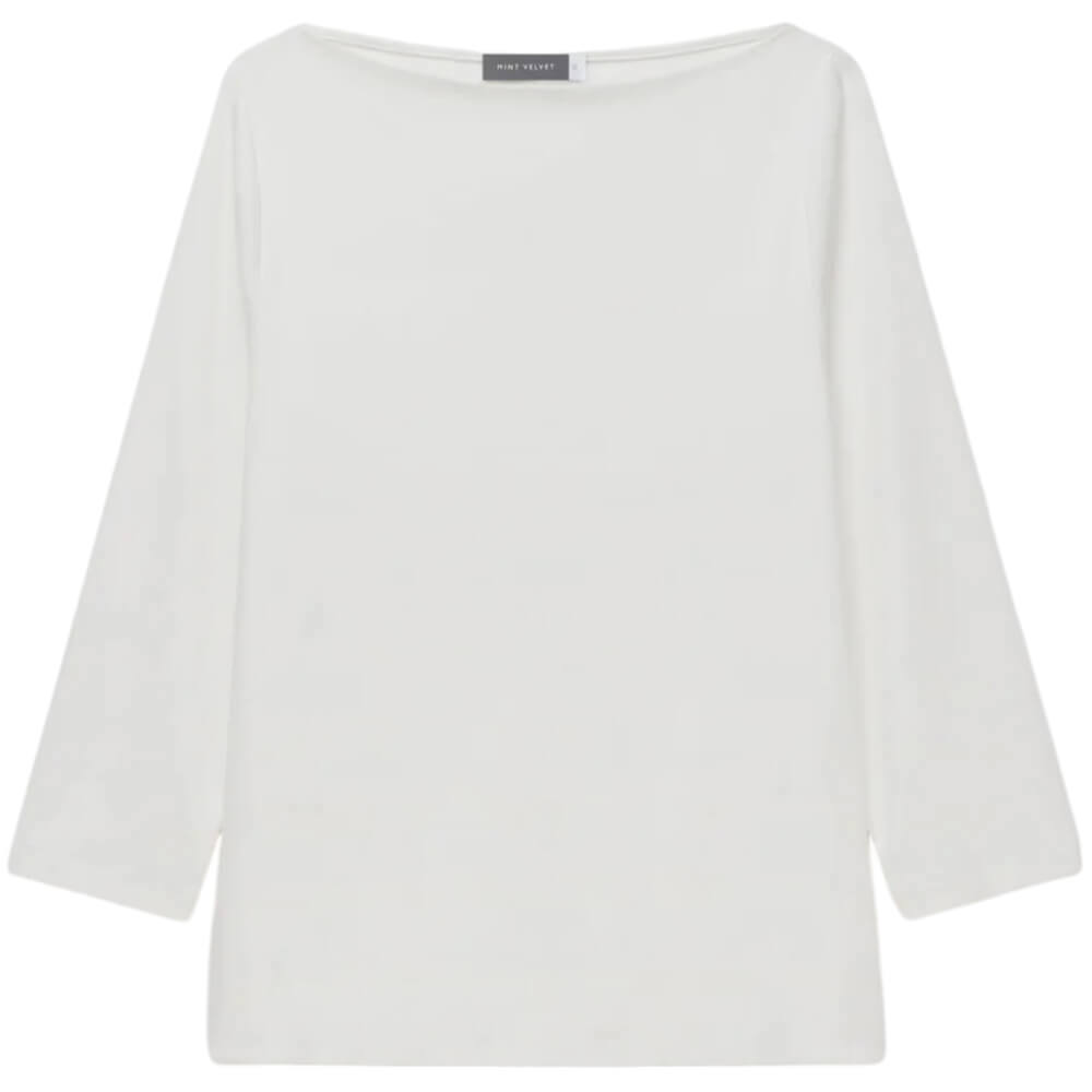 Mint Velvet White Layering Wide Neck Top